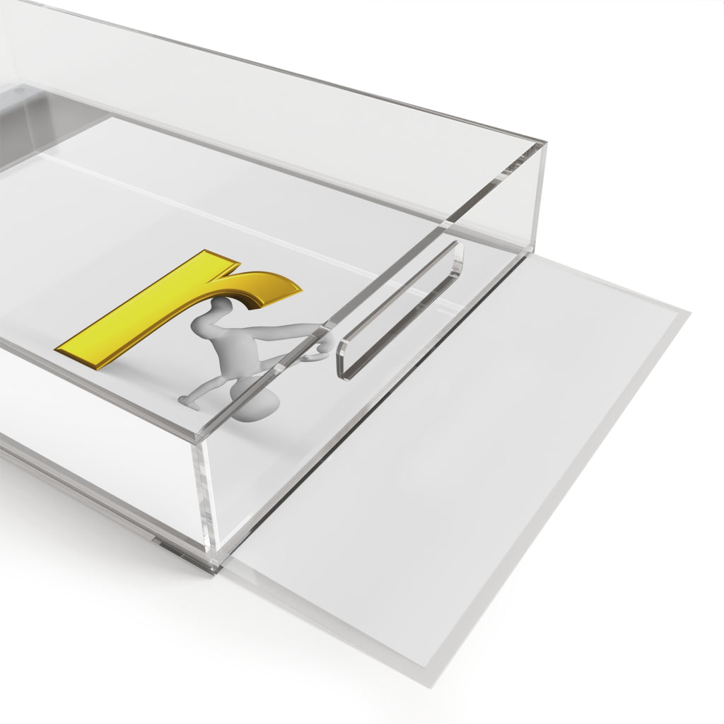 Gold Letter R with Figure Acrylic Serving Tray | Monogram Initial Decor