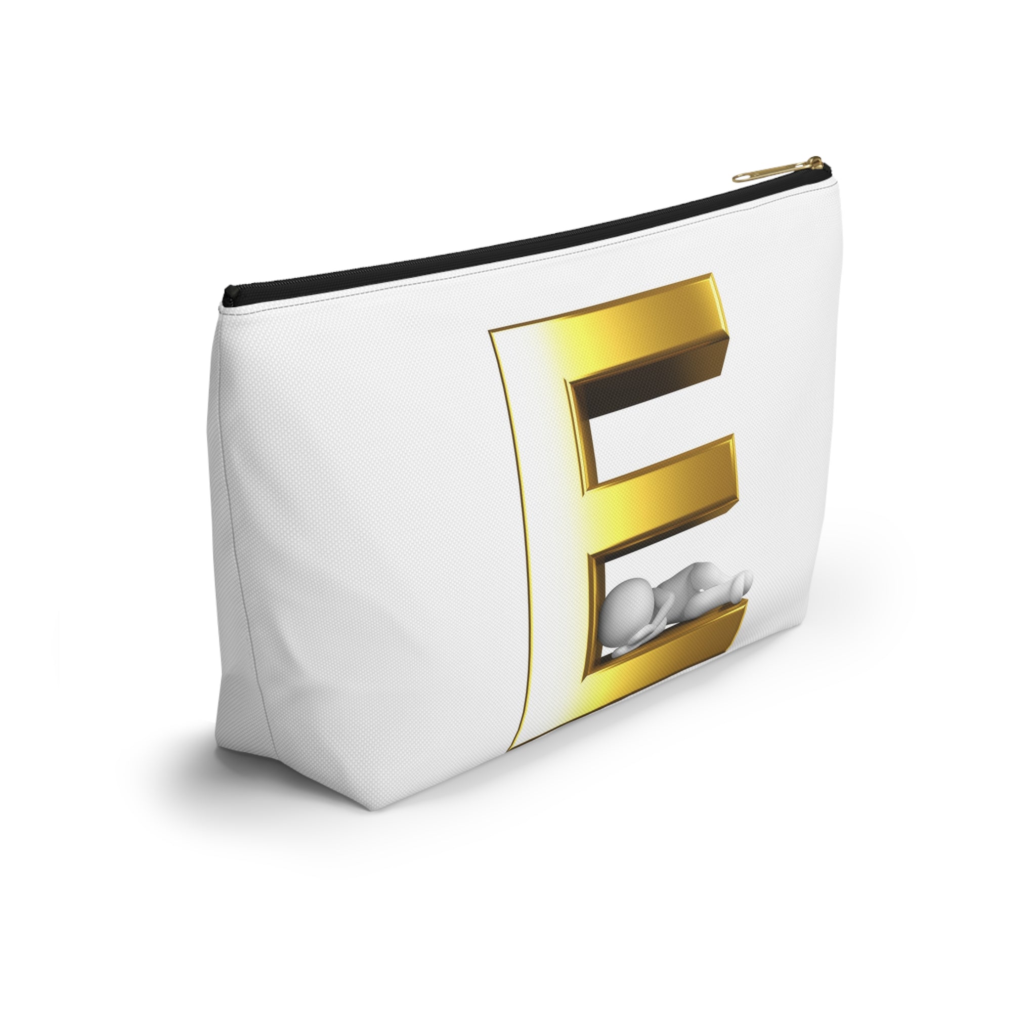 Golden Letter E with Sleeping Baby Accessory Pouch