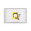 Gold Letter Q with Climbing Figure Acrylic Serving Tray | Monogram Initial Q