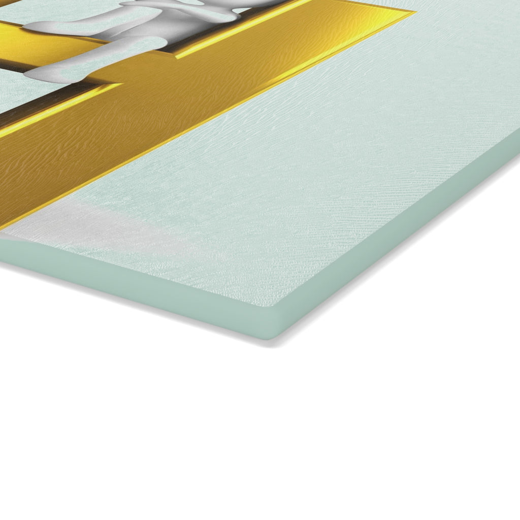 Gold Letter H with Figure Glass Cutting Board | Monogram Initial Kitchen Decor