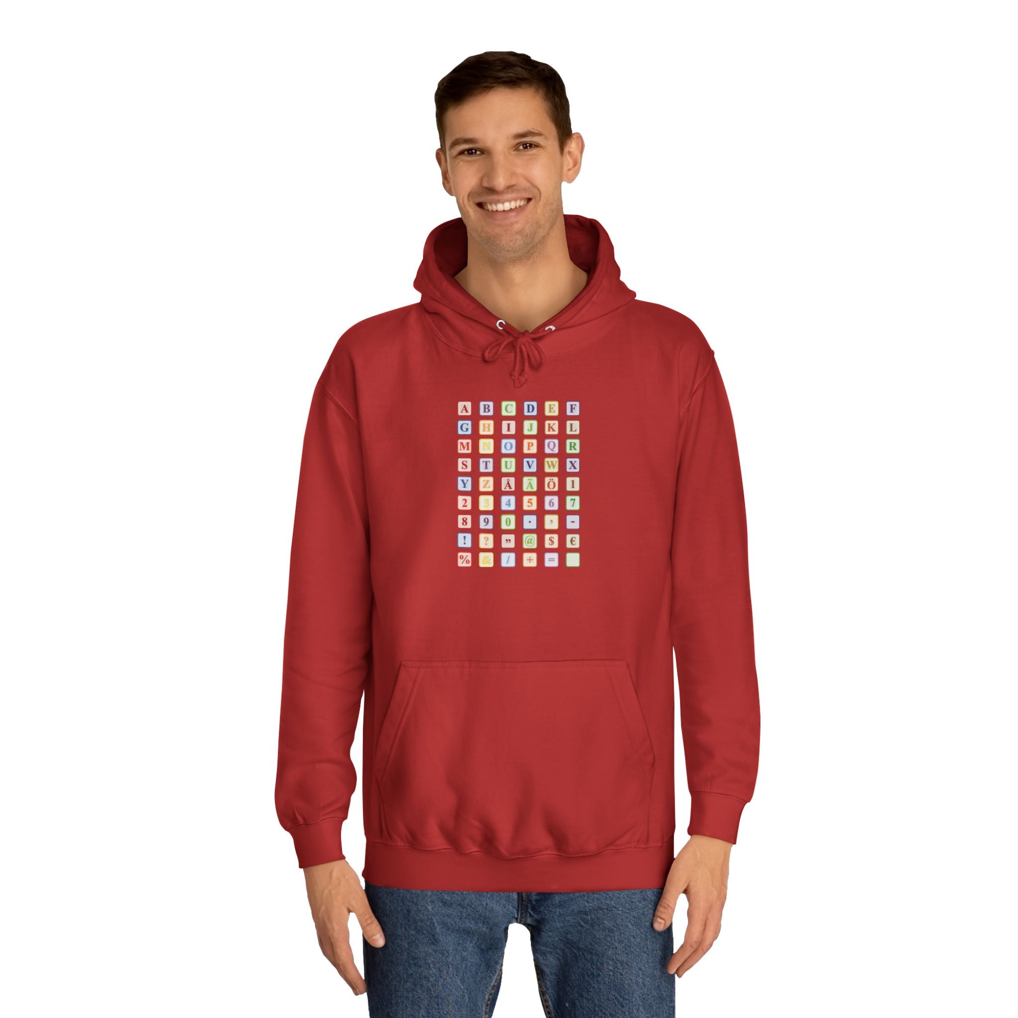 Alphabet Blocks Hoodie | Colorful Letter Grid, Back & Front Print