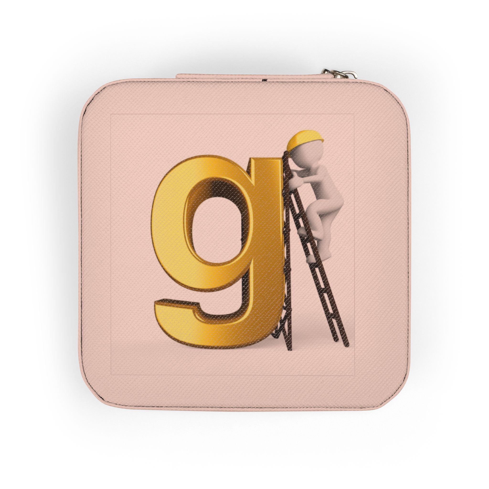 Gold letter G monogram Jewelry Travel Case | compact zippered travel jewelry organizer