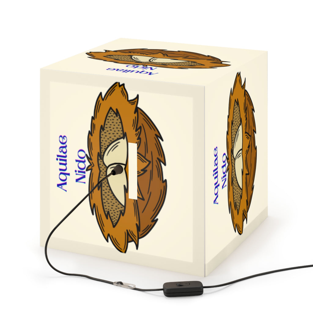 Nest with Eagle Eggs Light Cube Lamp | Nesting Bird Illustration, Latin Text