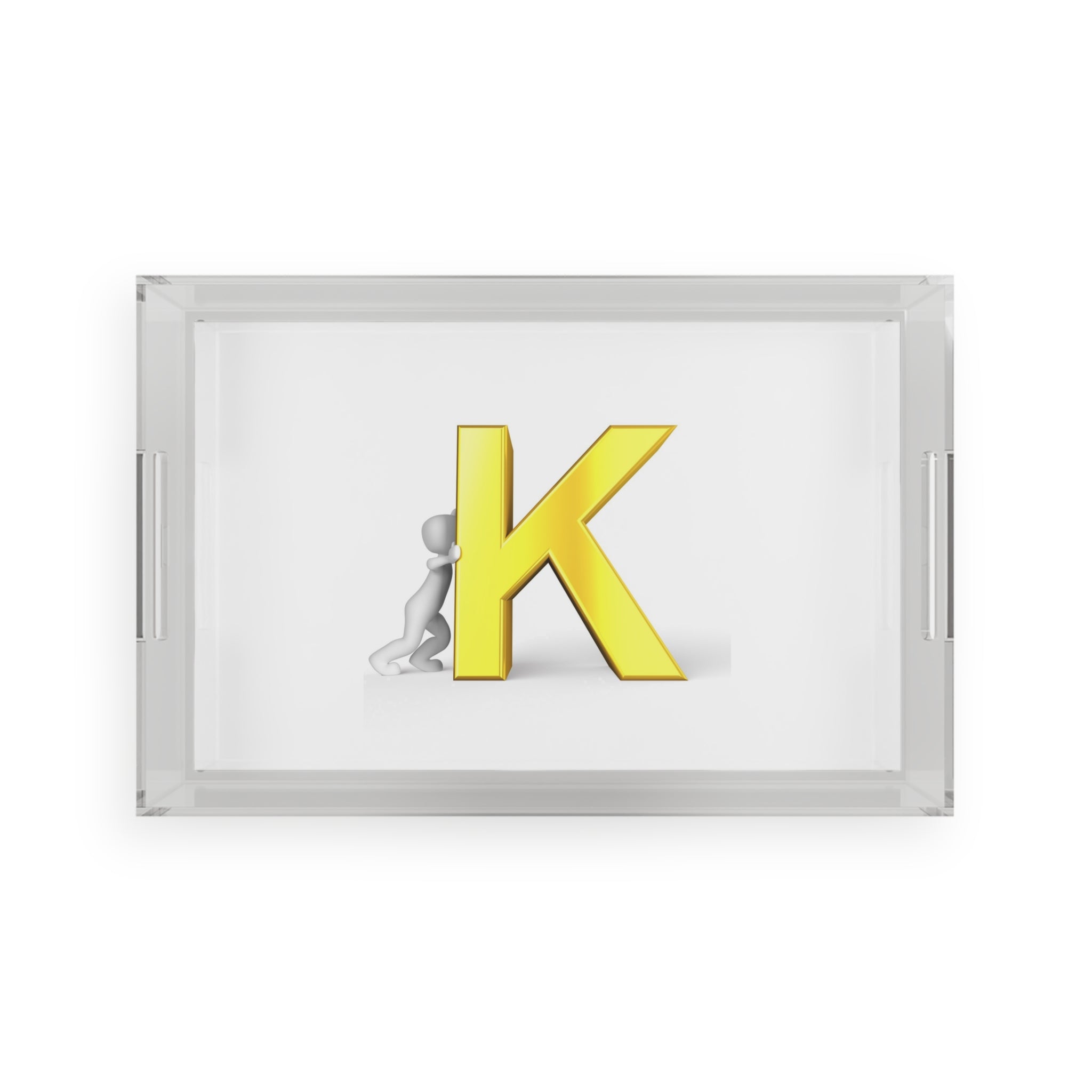 Gold Letter K Monogram Acrylic Serving Tray | Initial K Decor