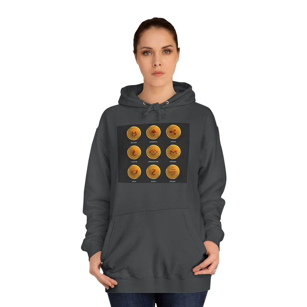 Crypto Coin Icons Hoodie | Bitcoin Ethereum Litecoin Ripple Doge Zcash Monero