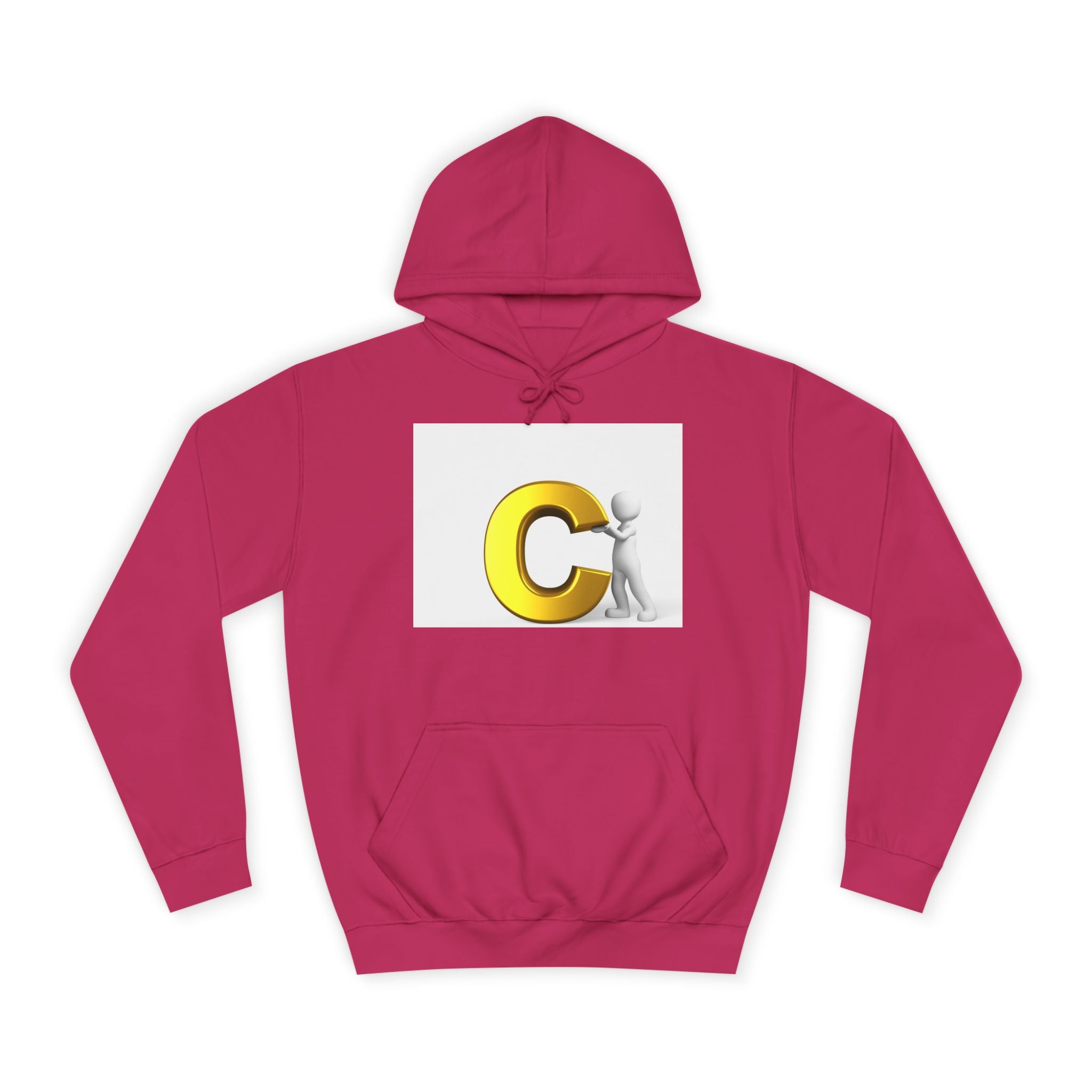 Sweat à capuche jaune 3D lettre C avec personnage | Sweat-shirt monogramme initial