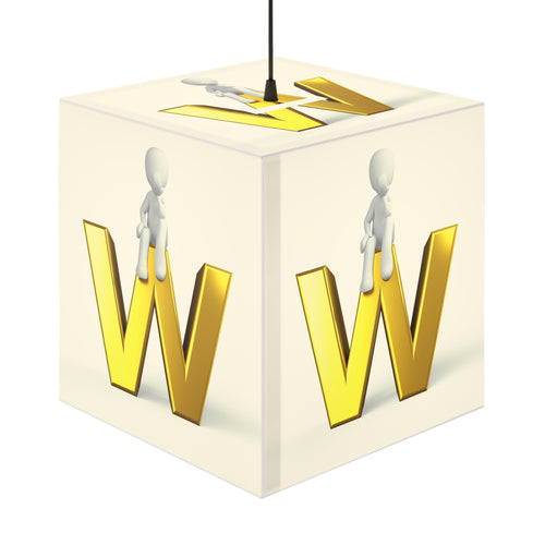 Lampe Cube Lumineux 3D Lettre W Or | Veilleuse Alphabet Moderne