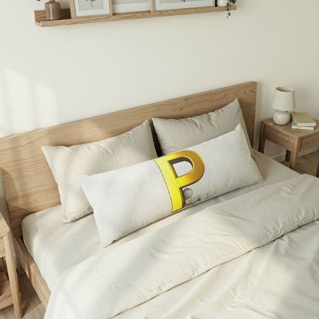 Gold Letter P Body Pillow | Monogram Initial Pillow