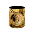 Bitcoin Coin Pattern Accent Coffee Mug | Cryptocurrency Coffee Mug