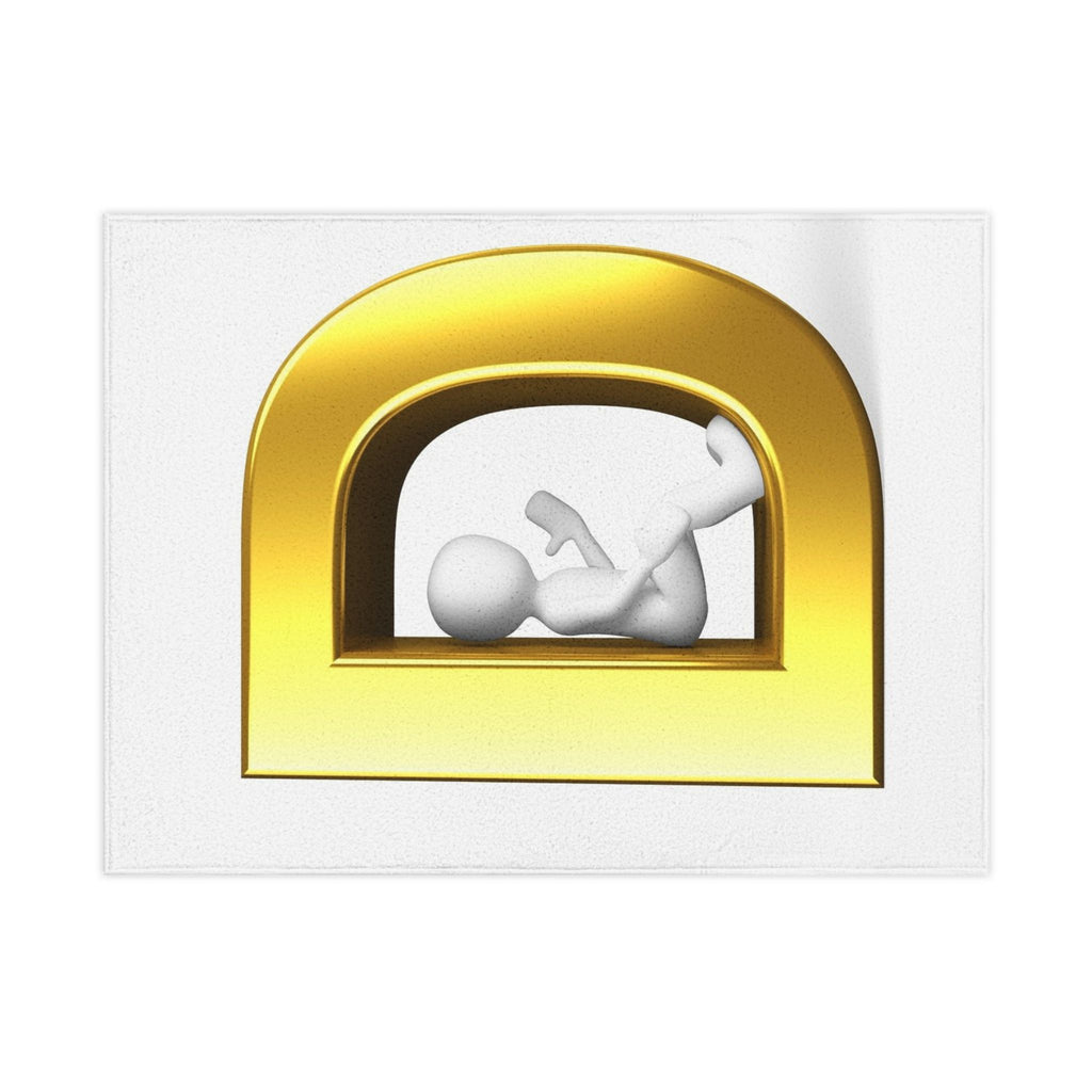 Gold Letter D with Playful Figure Toddler Blanket | Monogram Initial D