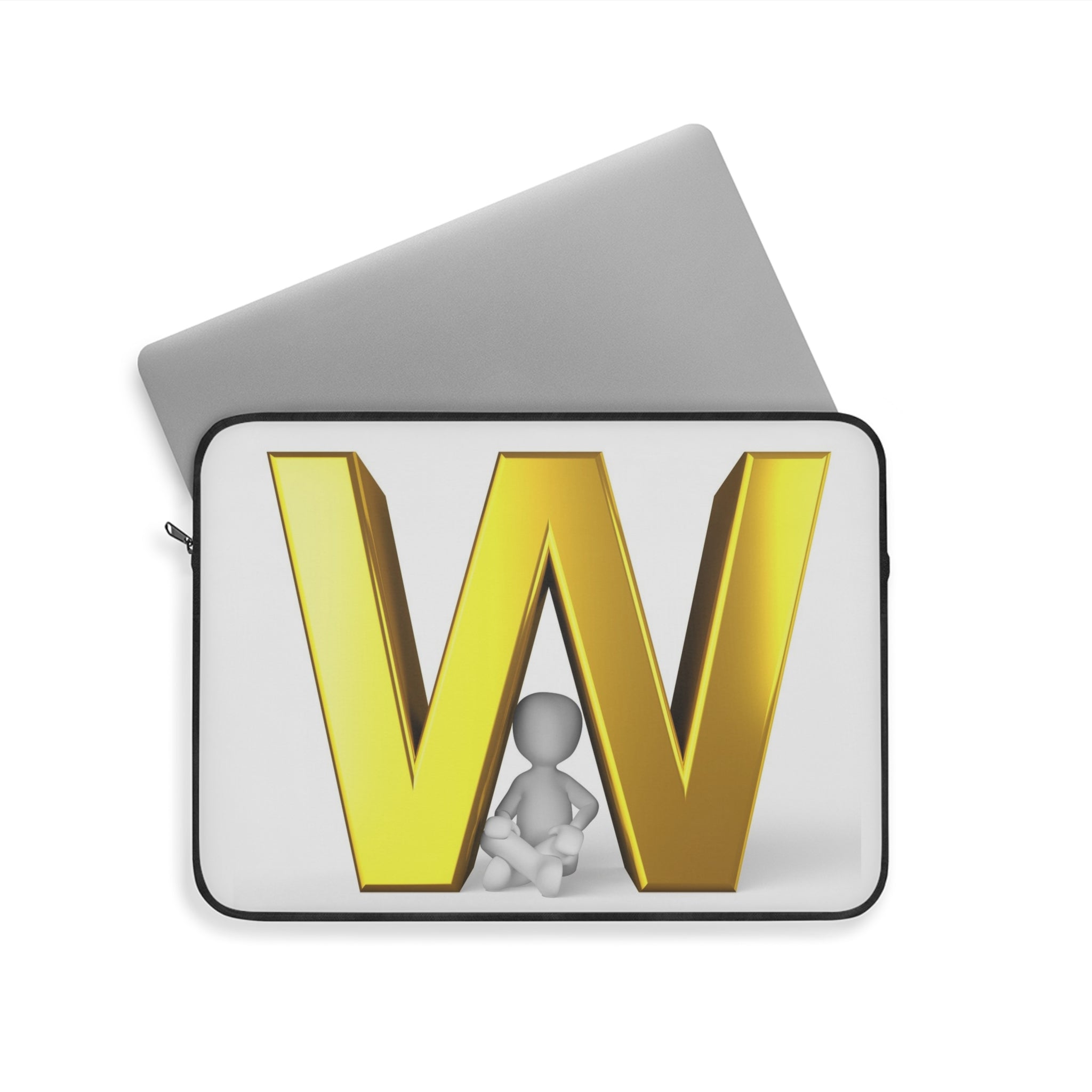 Gold Letter W Laptop Sleeve | Initial Monogram, Alphabet Design