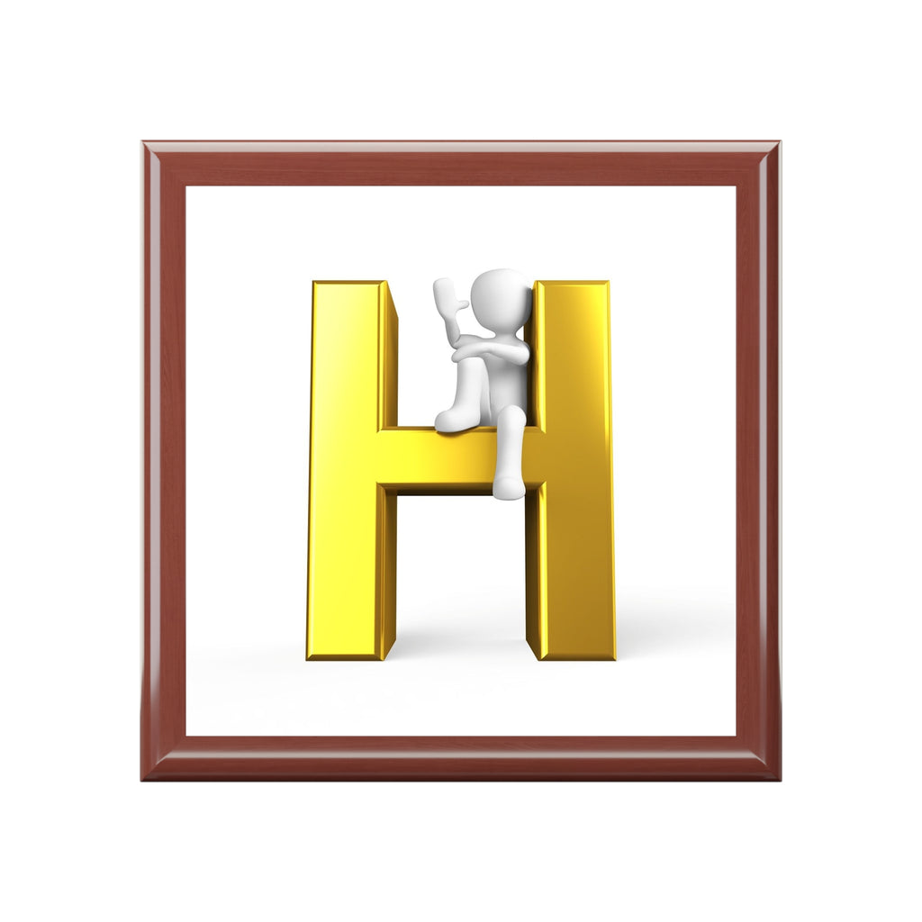 Gold Letter H monogram Jewelry Box | Initial H keepsake box