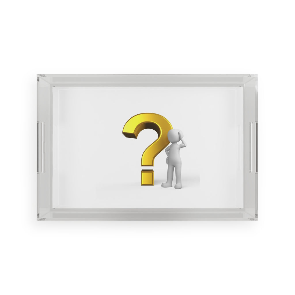 Golden Question Mark Illustration Acrylic Serving Tray | Curious Design