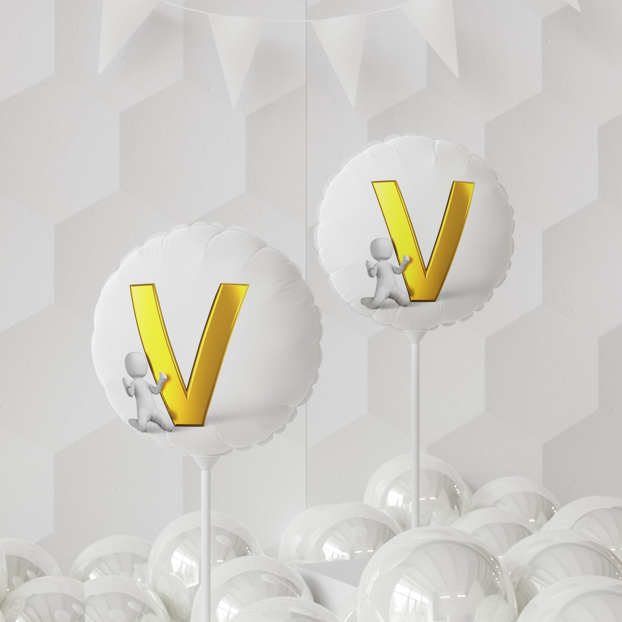 Gold Letter V Balloon 11" Round Balloon