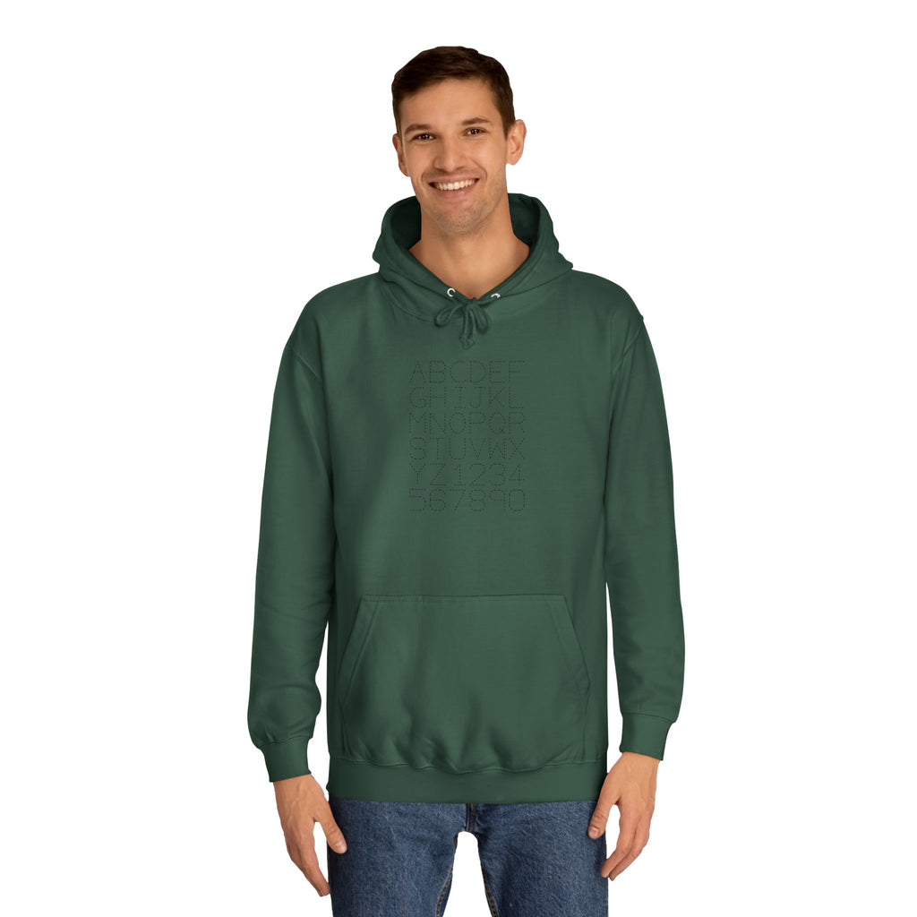 College Dotted Alphabet Hoodie | Campus Sweatshirt, Collegiate Style