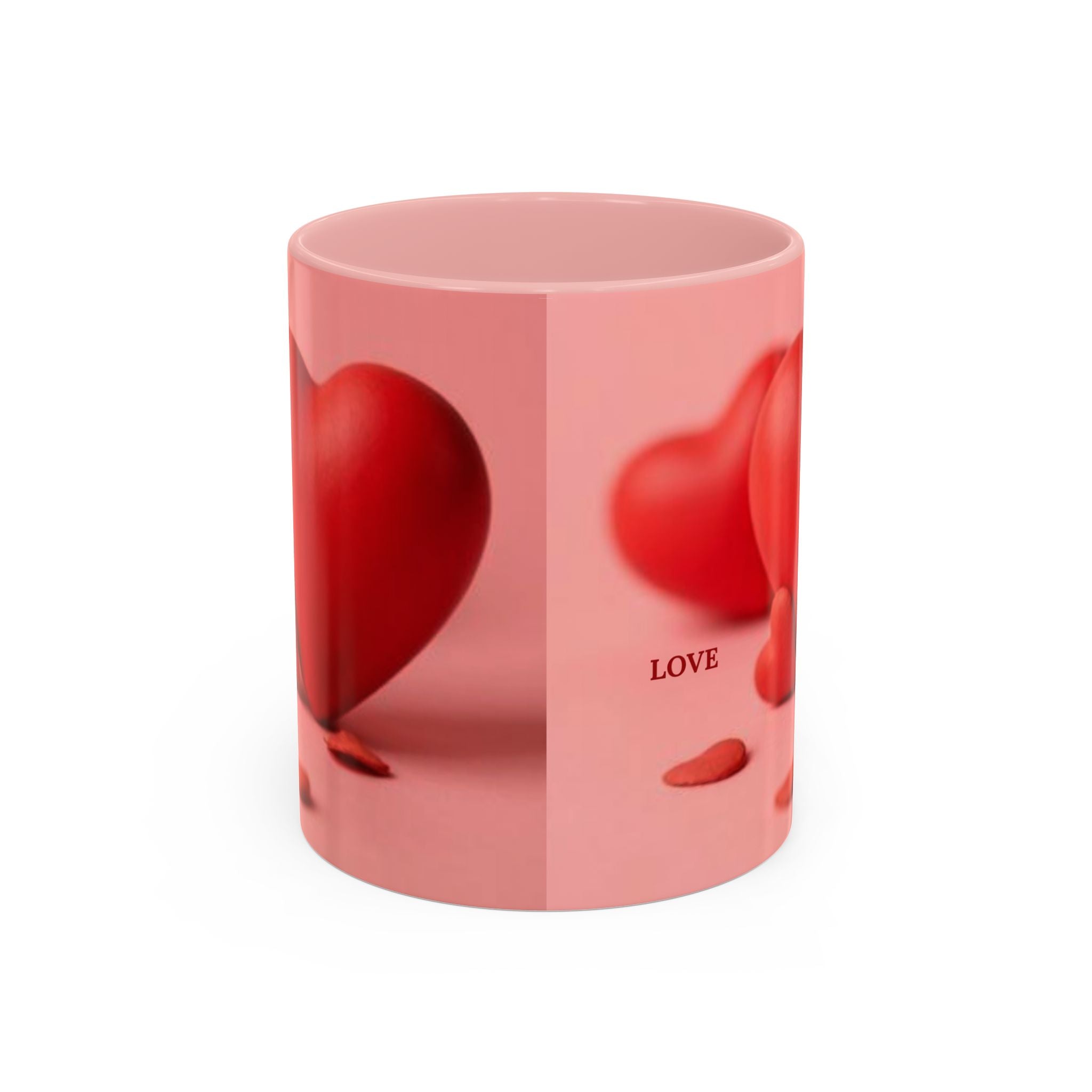 Red Heart Love Design Accent Coffee Mug | Valentine Heart Ceramic Mug