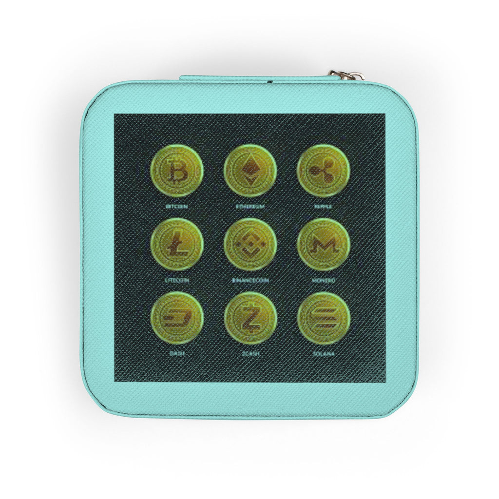Crypto Currency Coins Jewelry Travel Case | Compact Organizer for Rings Earrings Necklaces
