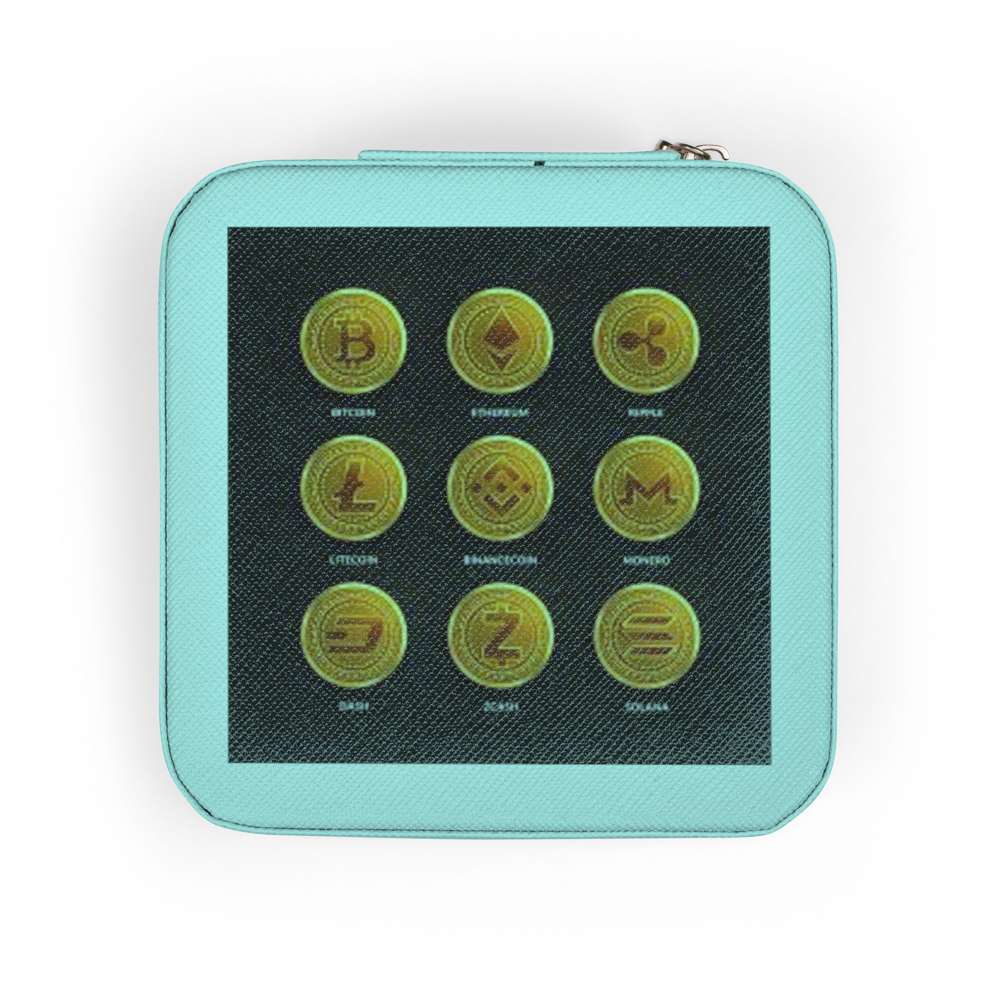 Crypto Currency Coins Jewelry Travel Case | Compact Organizer for Rings Earrings Necklaces
