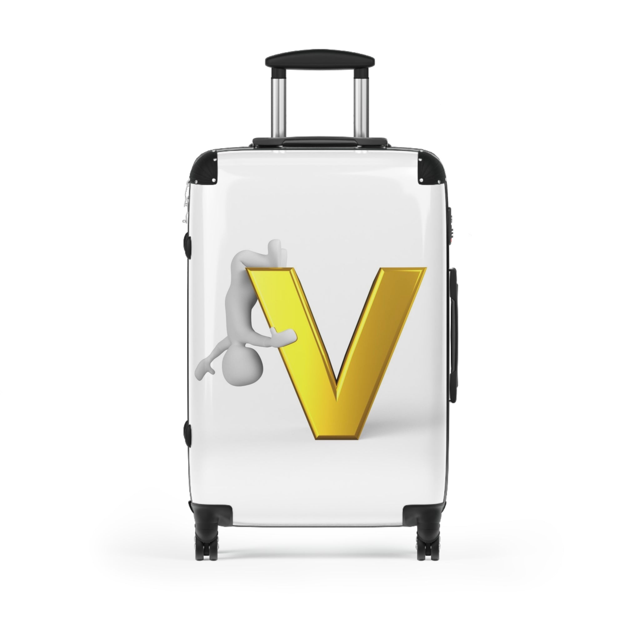 Golden Letter V Illustration Suitcase | Monogram Carry-On Luggage