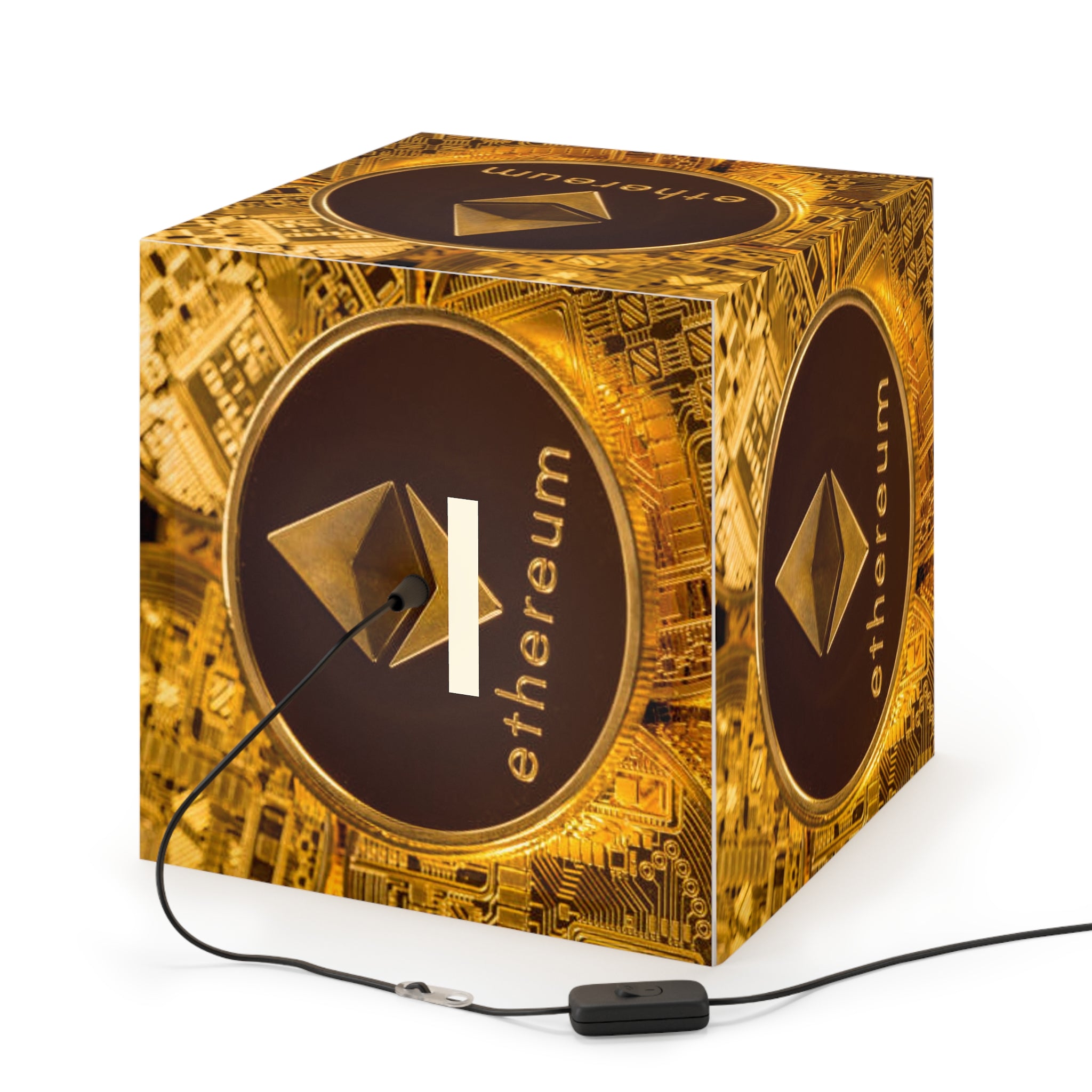 Ethereum Coin Light Cube Lamp | Crypto Decor, Blockchain Artwork