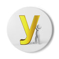 Gold Letter Y with Figure Ceramic Coaster | Monogram Initial Coaster