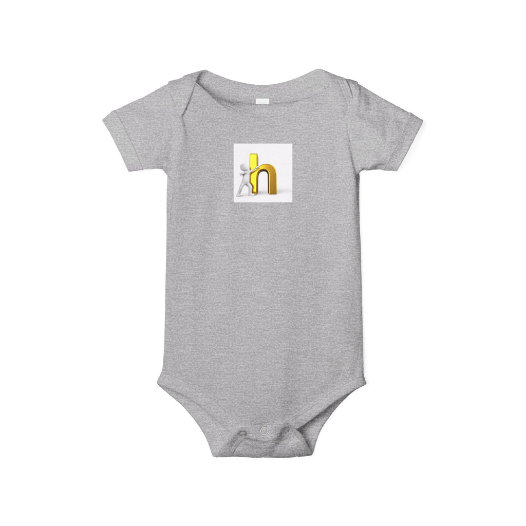 Yellow 3D Letter H Infant Jersey One Piece | Baby Bodysuit