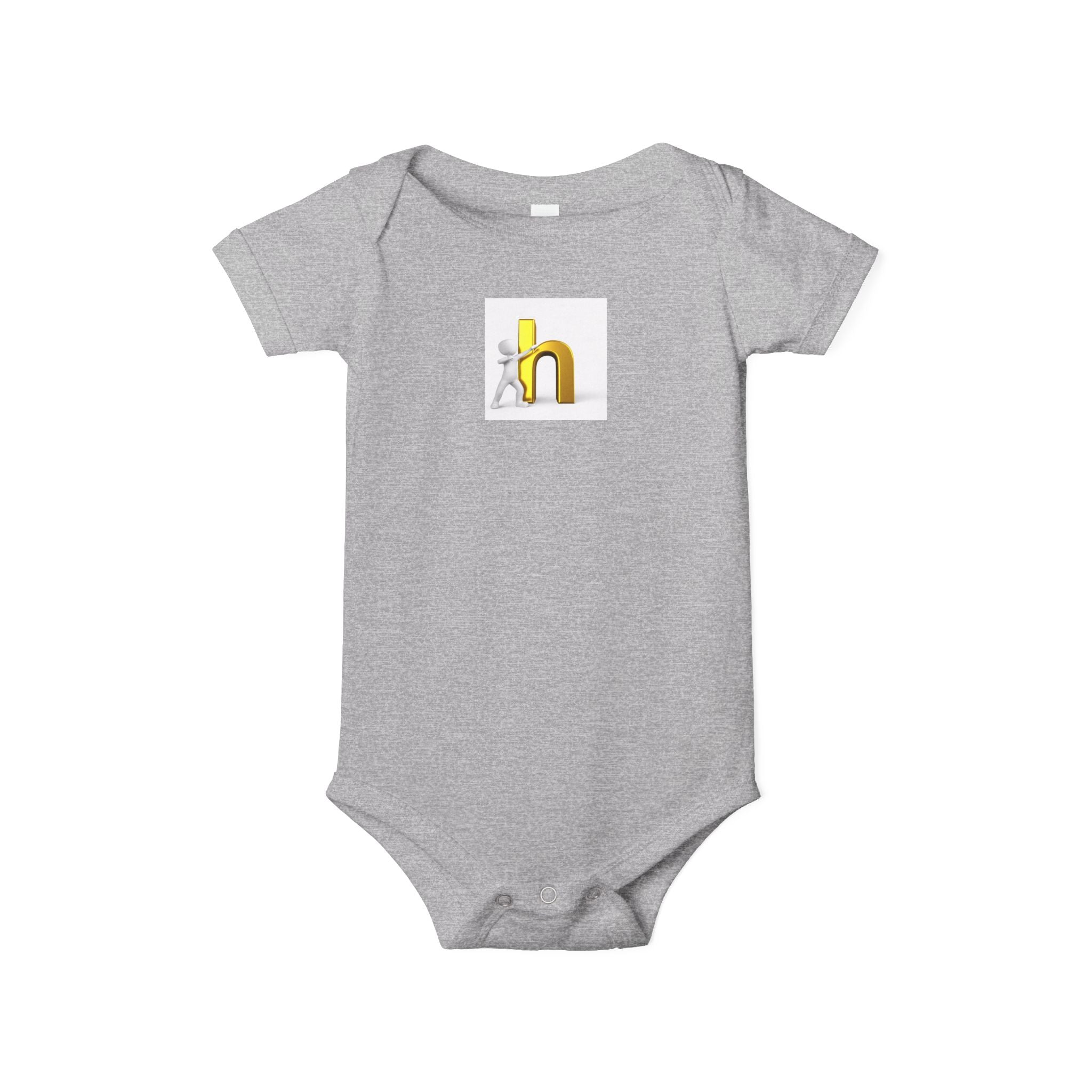 Yellow 3D Letter H Infant Jersey One Piece | Baby Bodysuit