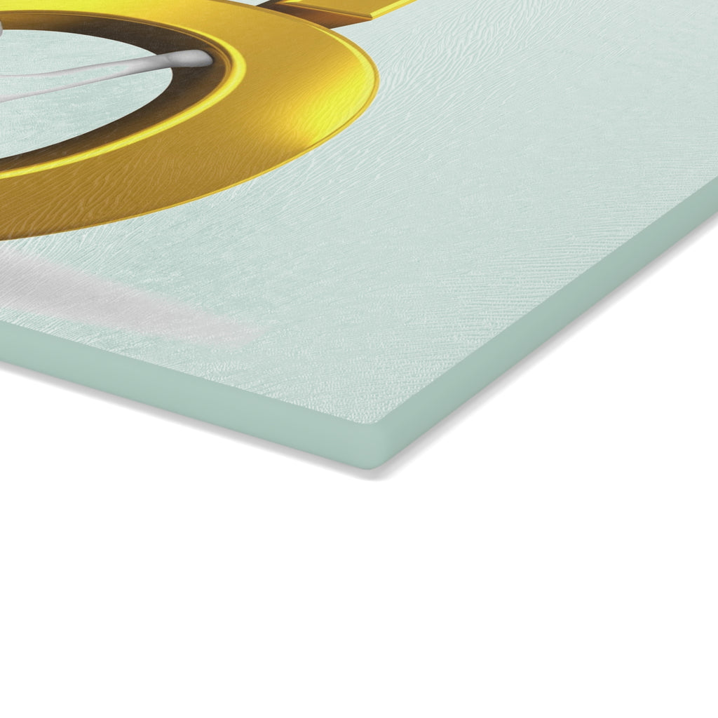 Gold Letter Ö Figure Glass Cutting Board | 3D Minimalist Kitchen Decor