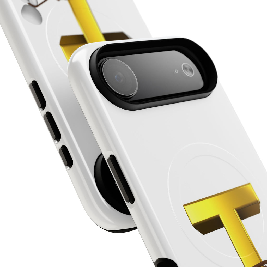 Gold Letter T with Tugging Figure phone case | Magnetic Tough Case