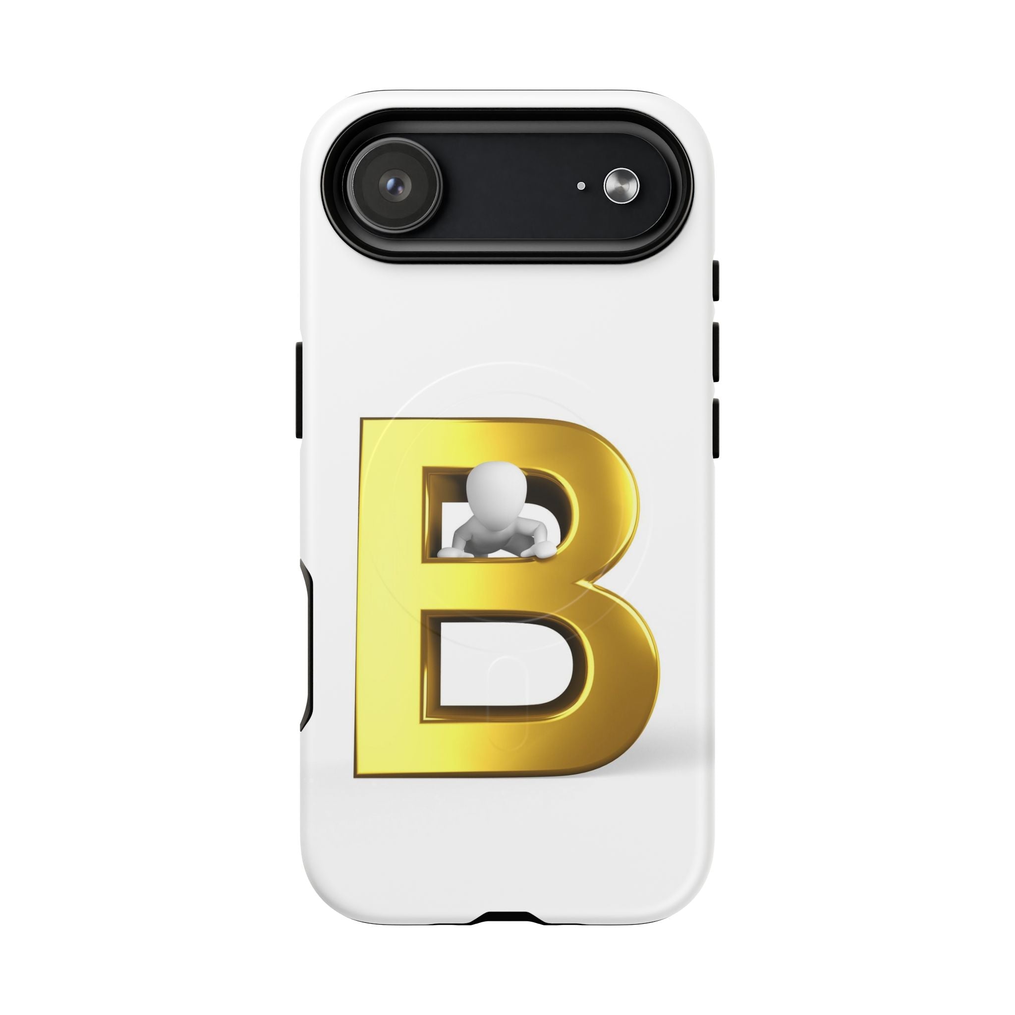 Coque de téléphone 3D Lettre B dorée | Coque magnétique résistante