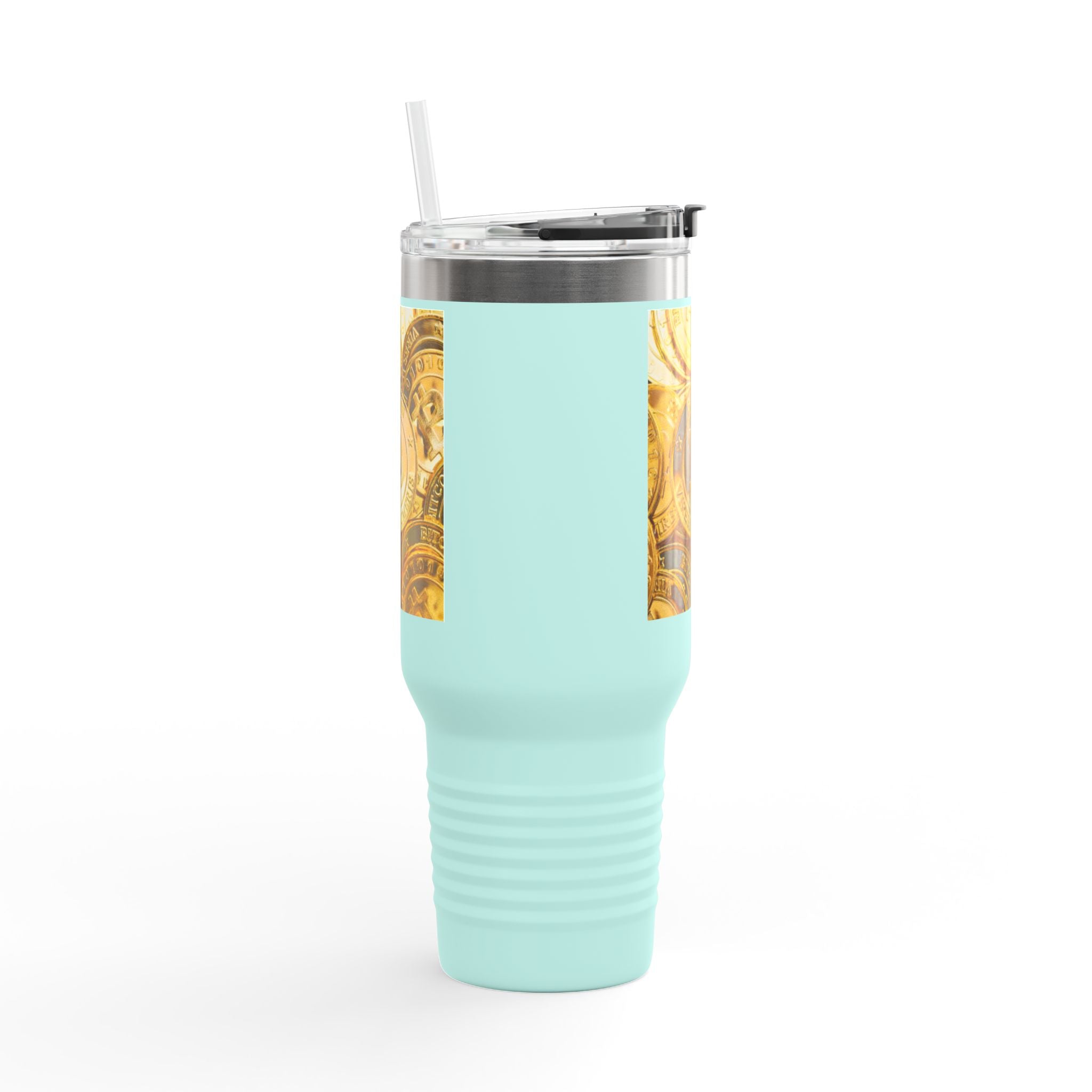 Mug de voyage à motif de pièces Bitcoin | Gobelet isotherme de 1,2 litre