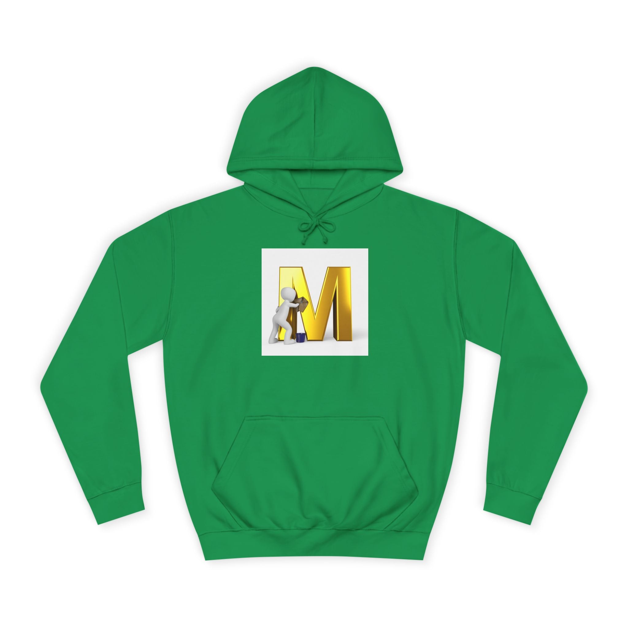 Gold Letter M with Figure Hoodie | Monogram Initial M Sweatshirt