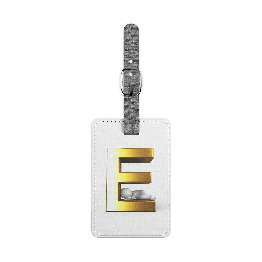 Gold Letter E Monogram Luggage Tag | Rectangle Polyester