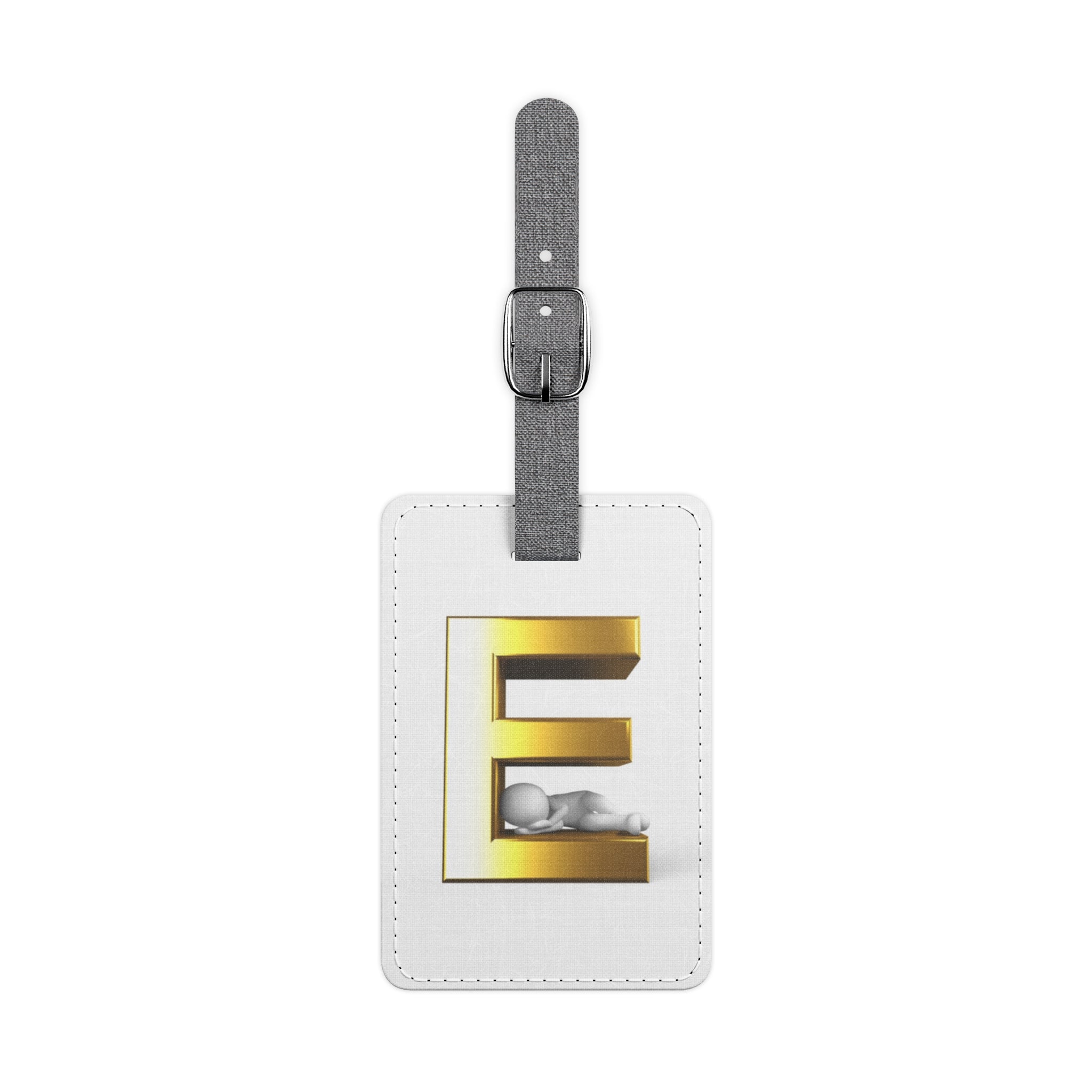 Gold Letter E Monogram Luggage Tag | Rectangle Polyester
