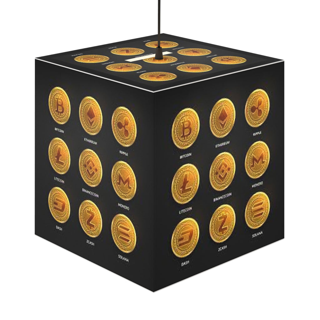 Cryptocurrency Coin Icons Light Cube Lamp | Bitcoin Ethereum Ripple Litecoin