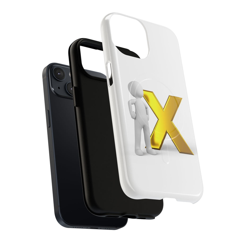 Gold X with 3D Figure iPhone Case | Tough Magnetic Case