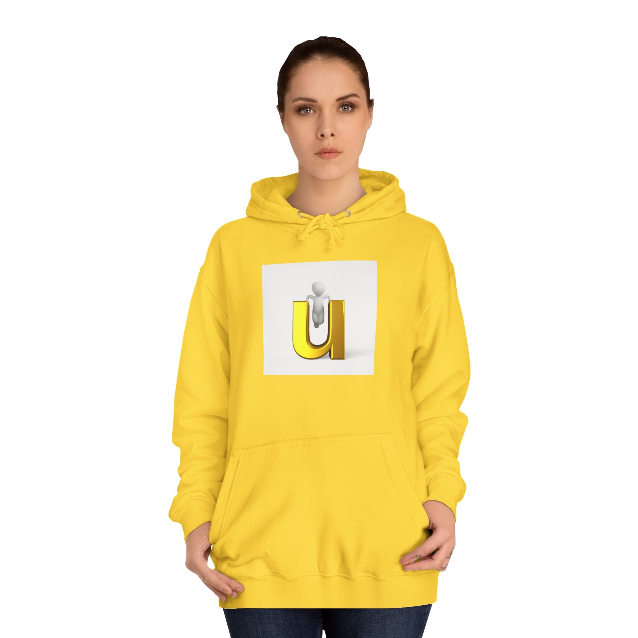 3D Gold Letter U Hoodie | Minimal Initial Sweatshirt