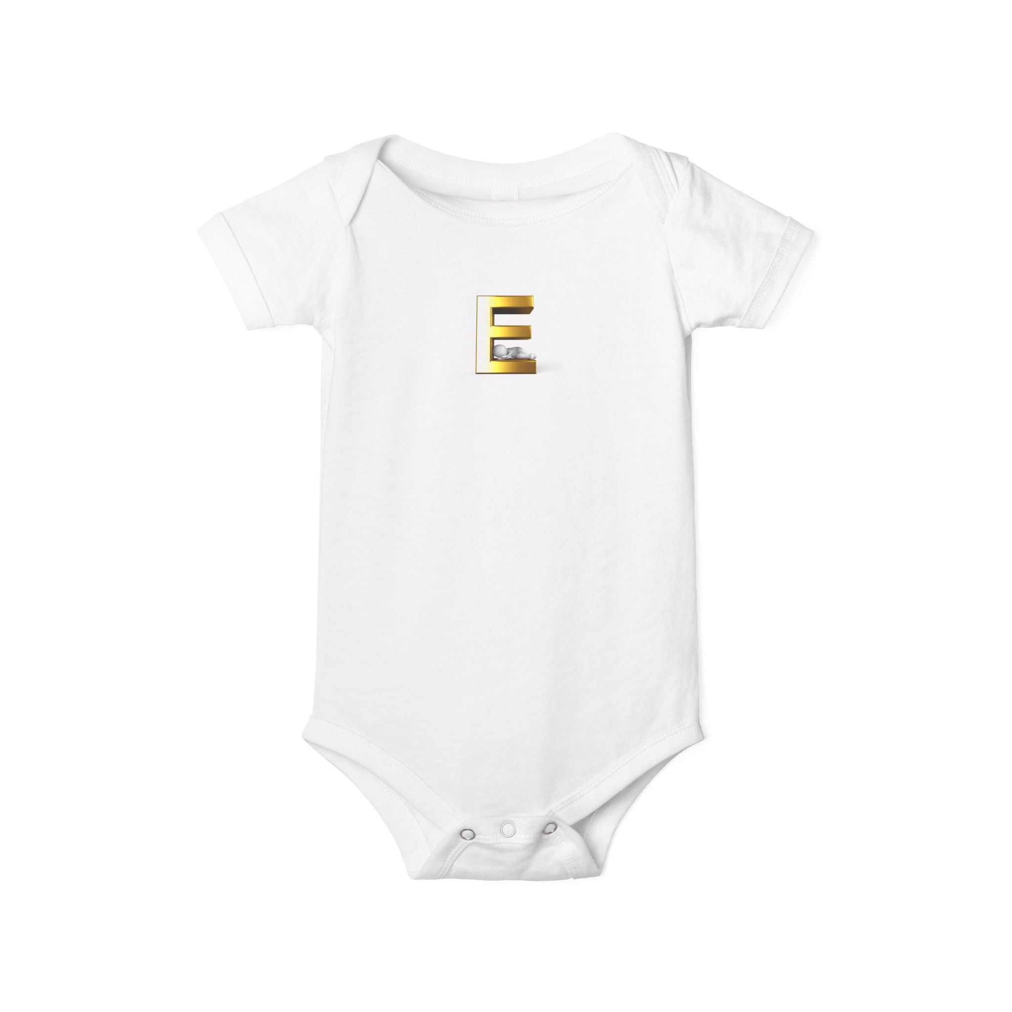 Body bébé motif lettre E dorée | Body bébé personnalisé initiales
