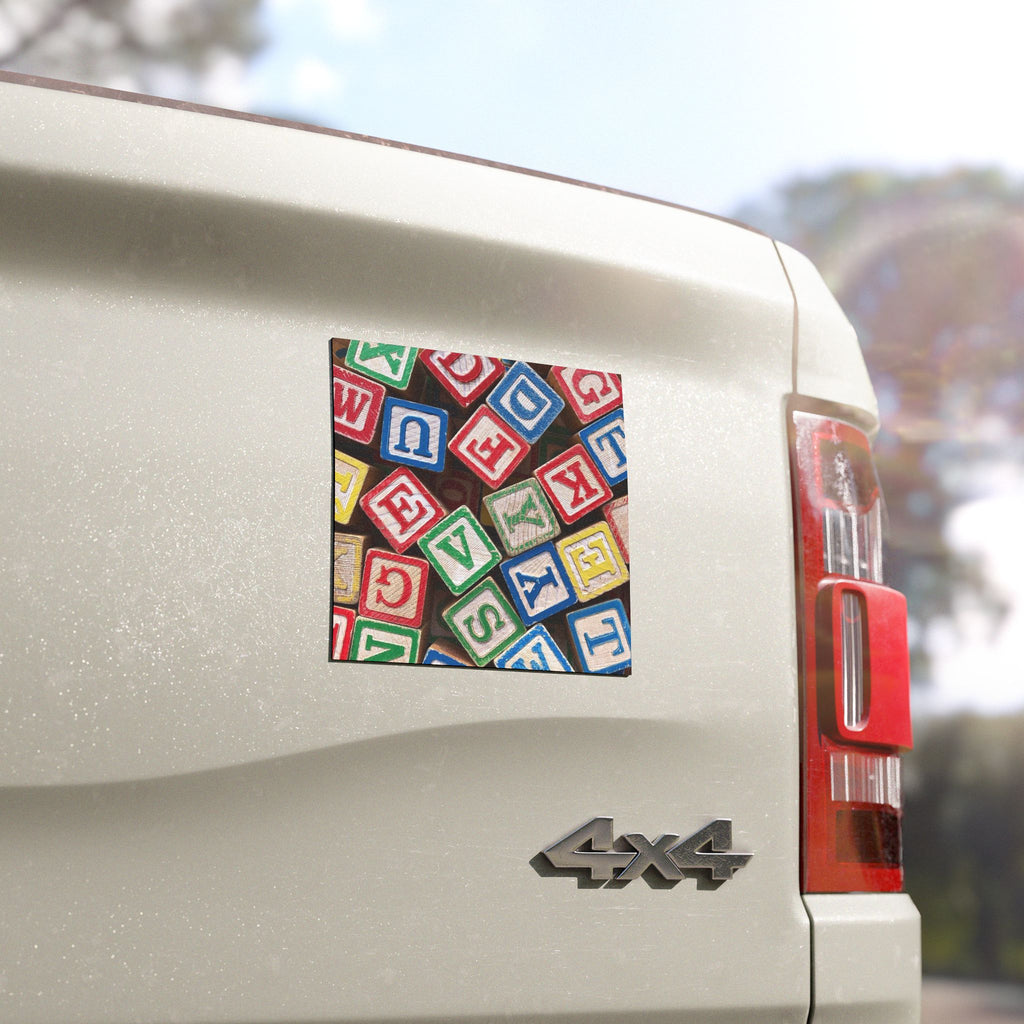 Alphabet Block Pattern Car Magnets | Kids ABC Magnetic Decals