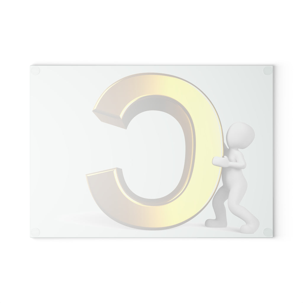 Gold Letter C Glass Cutting Board | Initial Monogram Kitchen Decor