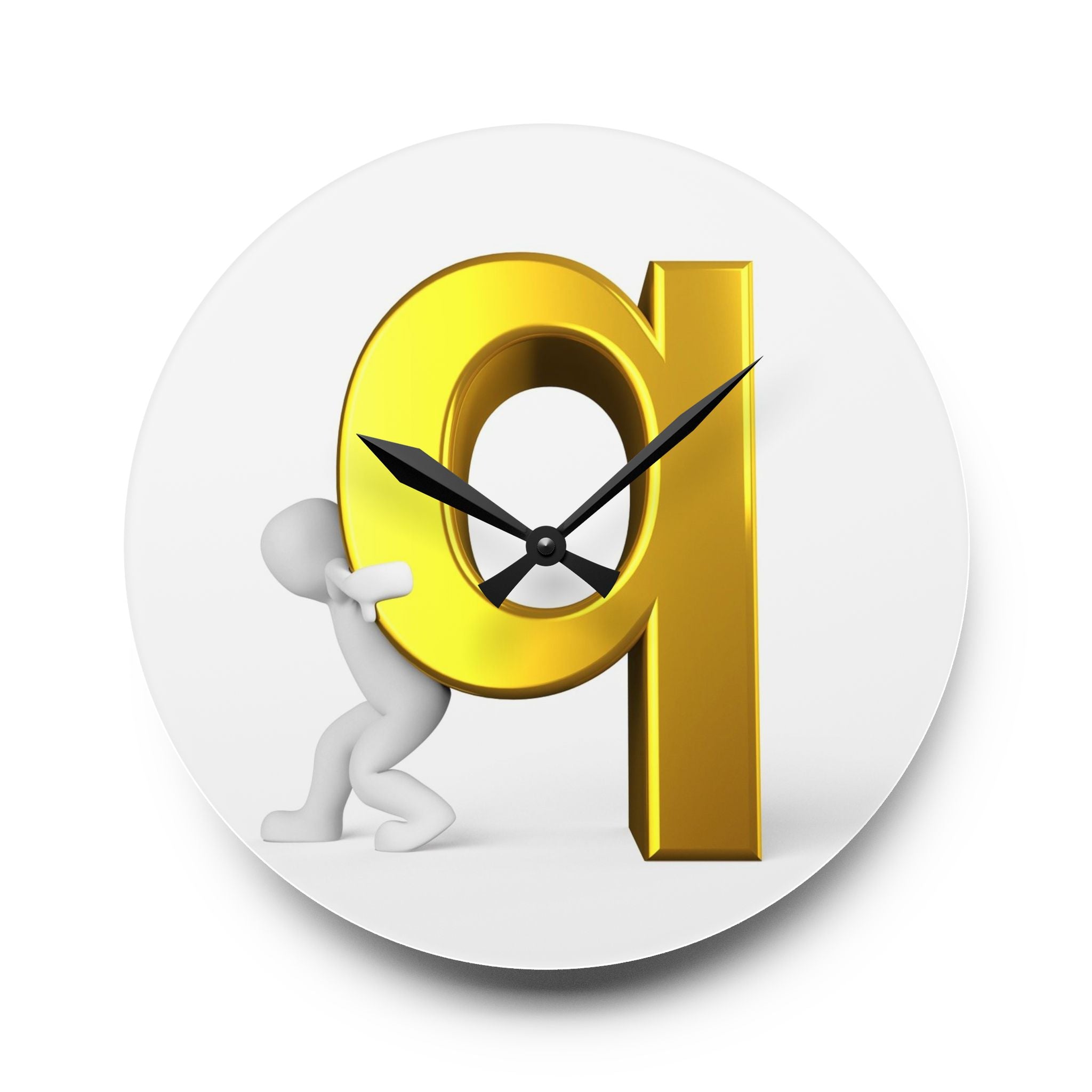 3D Gold Letter Q Design Acrylic Wall Clock | Modern Alphabet Home Decor