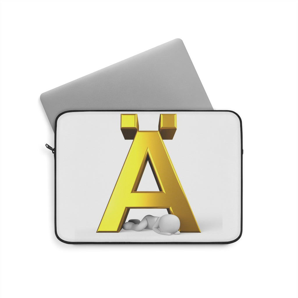 Gold Letter Ä monogram Laptop Sleeve | Scandinavian initial design