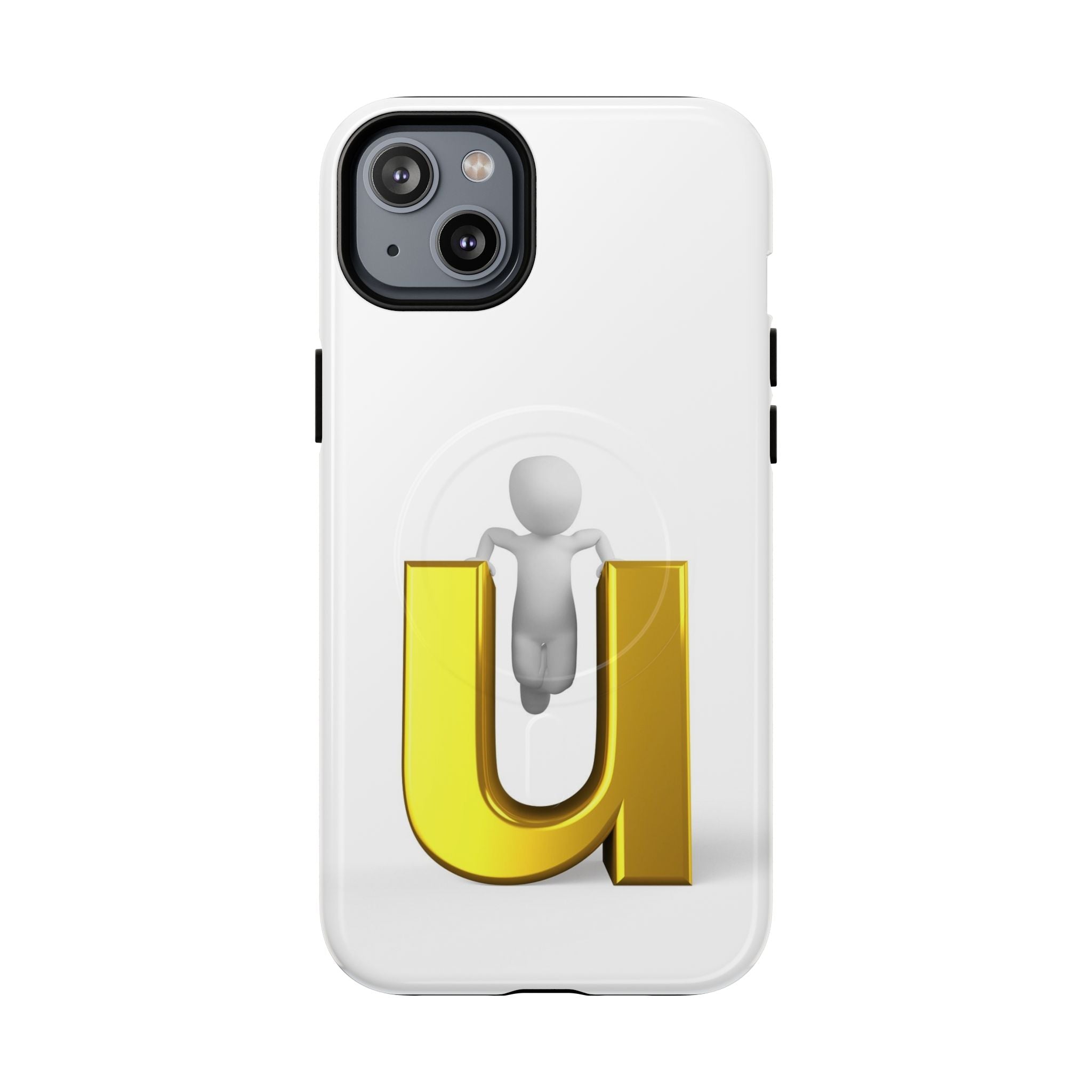 Coque de téléphone 3D Personnage avec Lettre U Dorée | Coque Magnétique Robuste