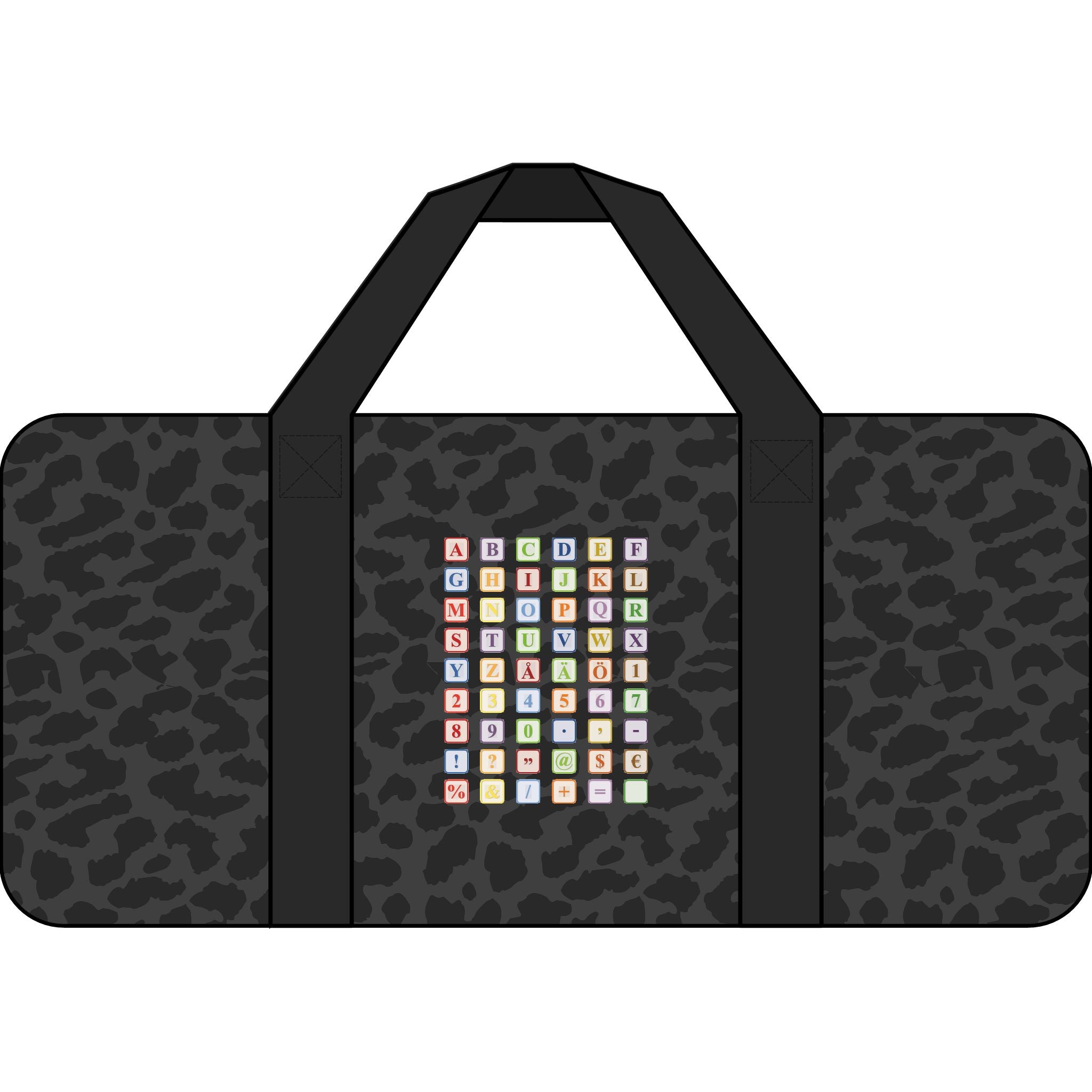 Sac de voyage damier avec bandoulière, sac de voyage avec écussons alphabet