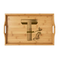 Monogram T Initial Engraved Bamboo Serving Tray | Personalized Letter Tray
