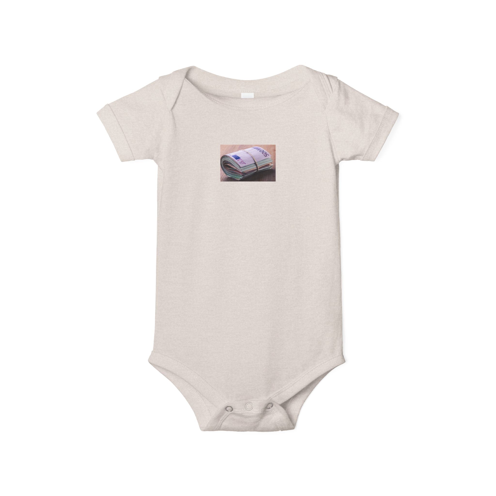 Grenouillère bébé motif pile de billets | Body imprimé argent