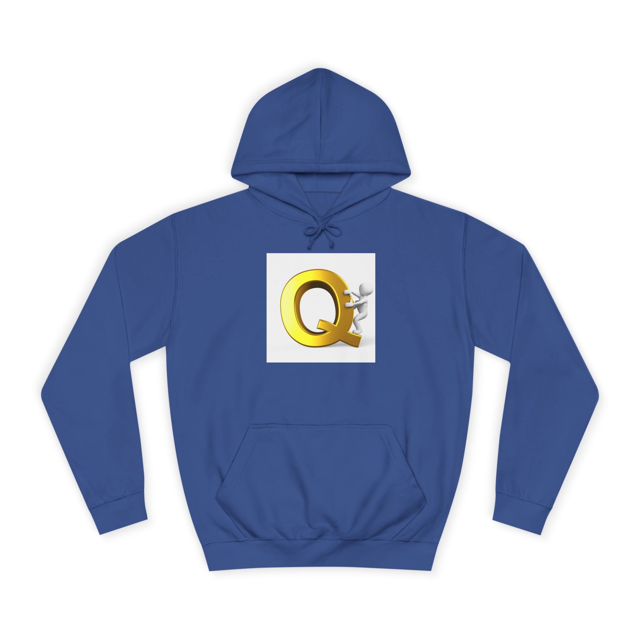 Golden Q Letter Hoodie | 3D Character Climbing Initial Sweatshirt