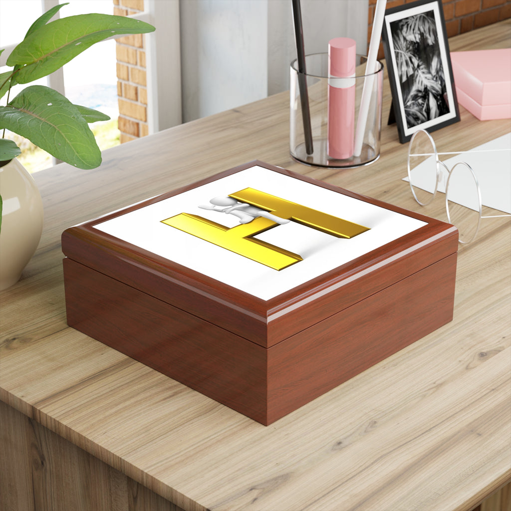 Gold Letter H monogram Jewelry Box | Initial H keepsake box