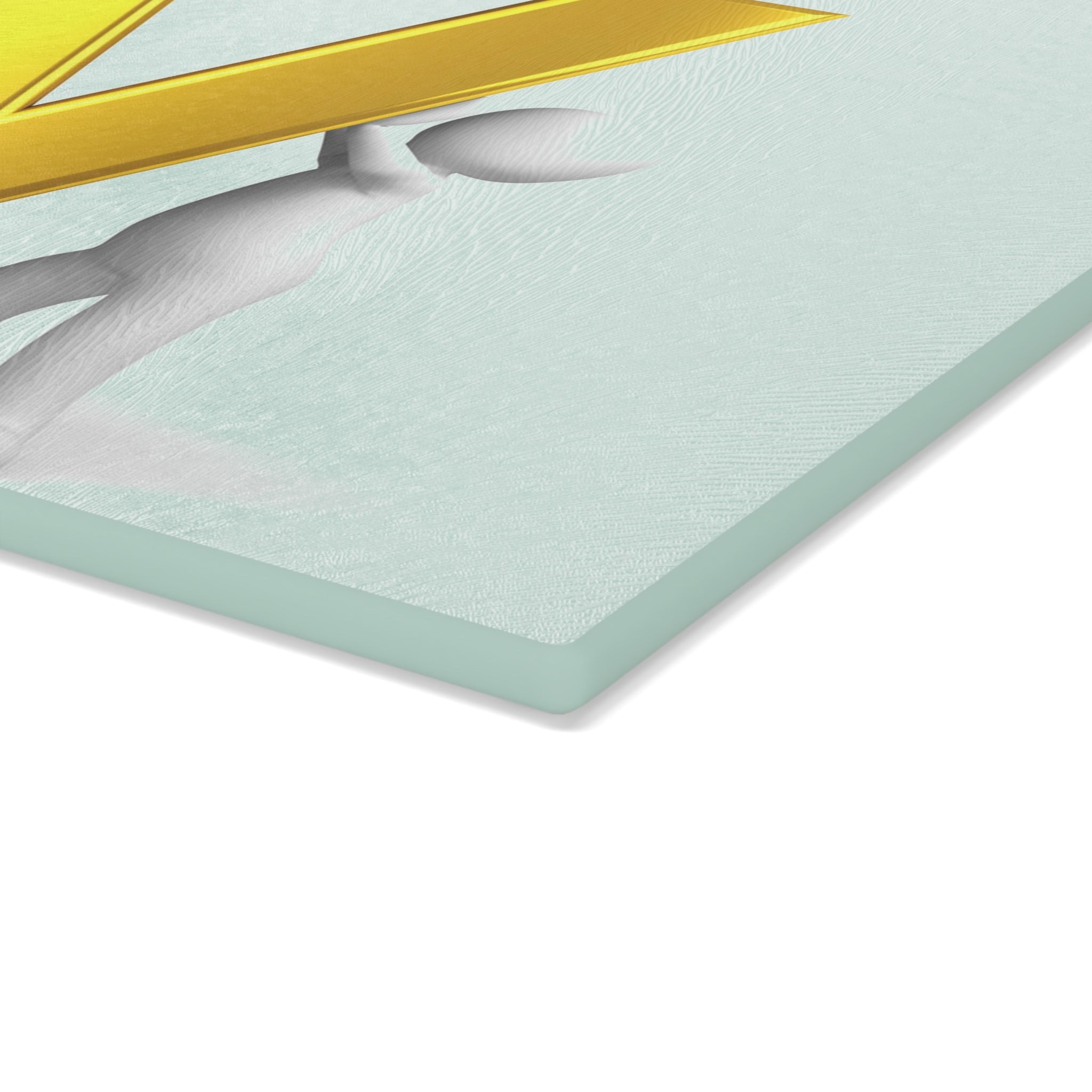 Yellow 3D Letter Y with Figure Glass Cutting Board | Alphabet Kitchen Décor