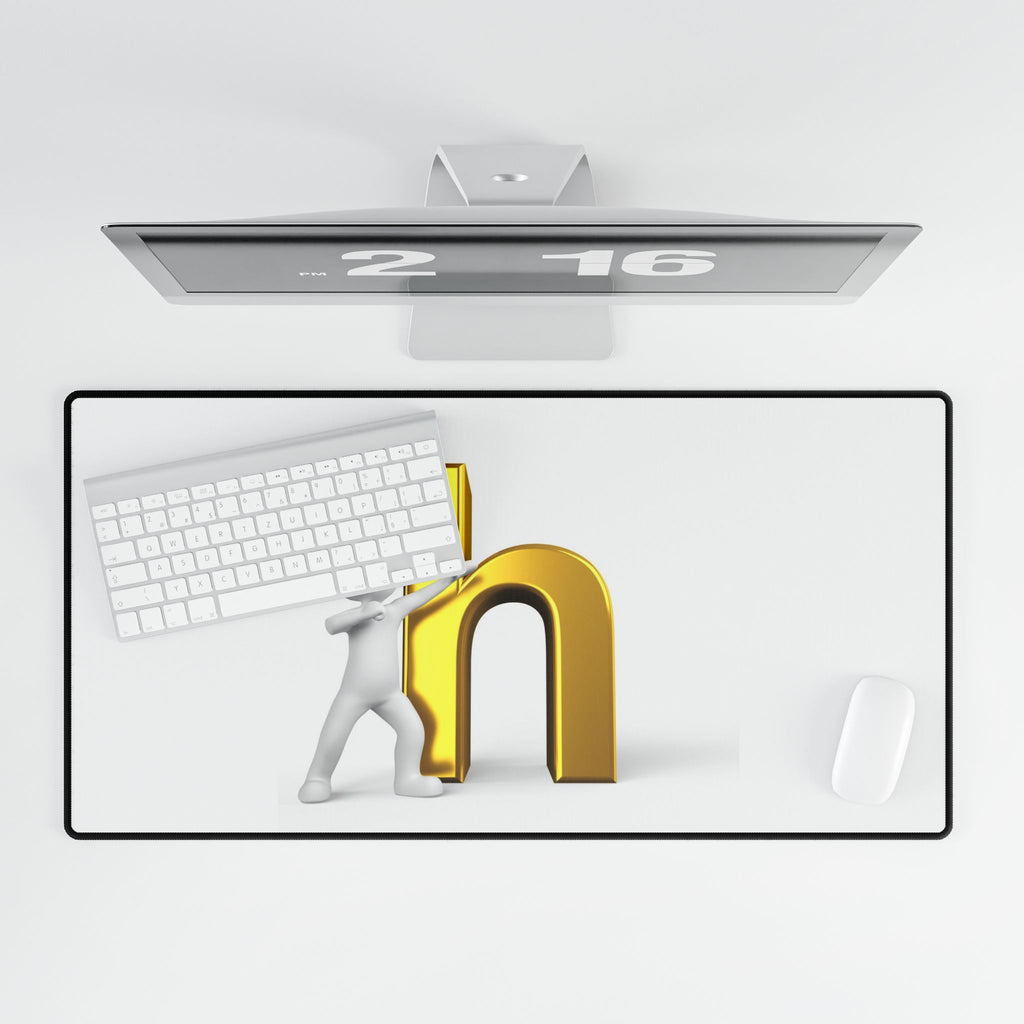 Gold Letter H Illustration Desk Mat | Large Mouse Pad, Office Desk Mat